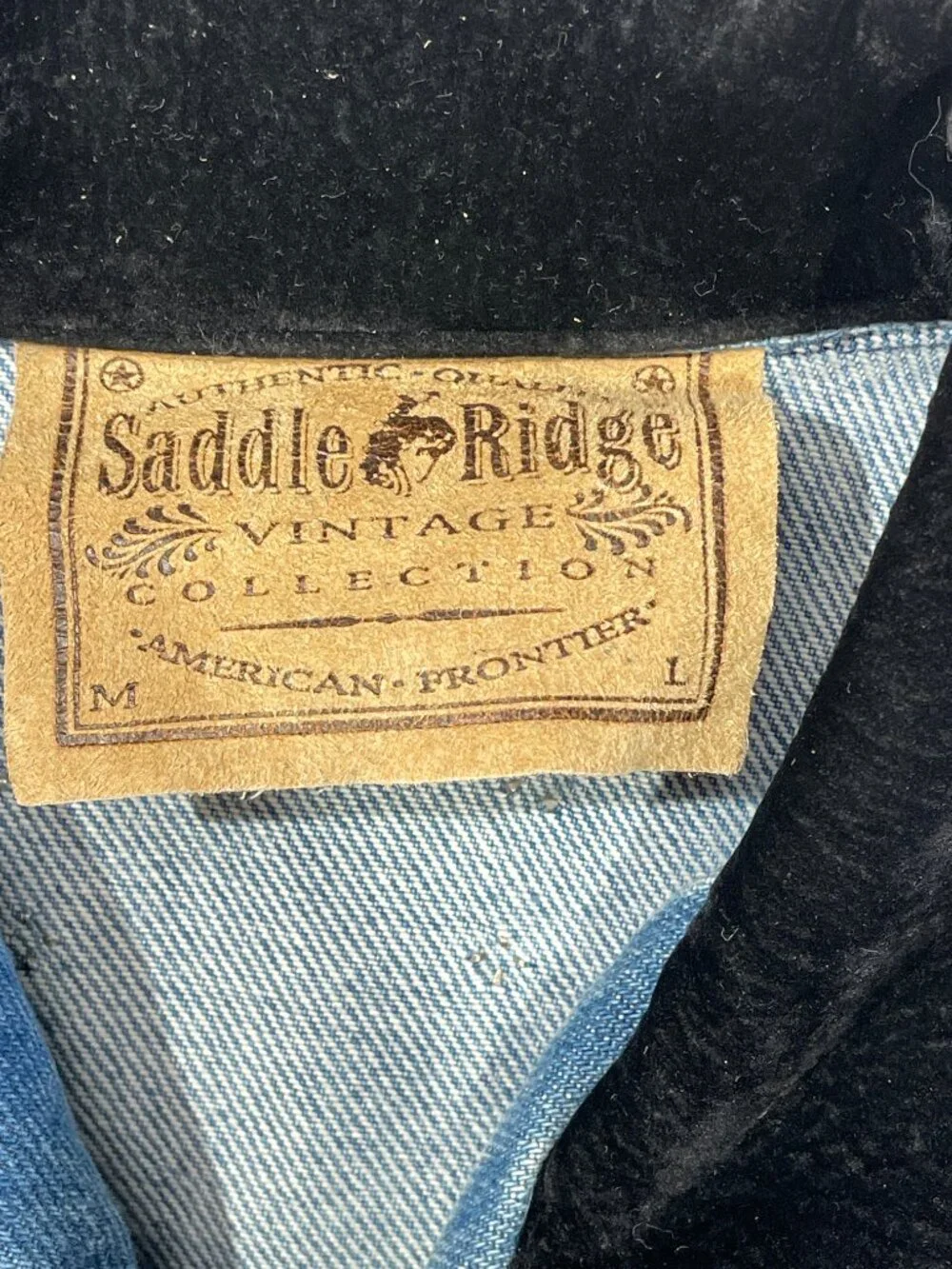 Vintage Saddle Ridge Boxy Denim Jacket Women's S Studded Patch Western Trucker
